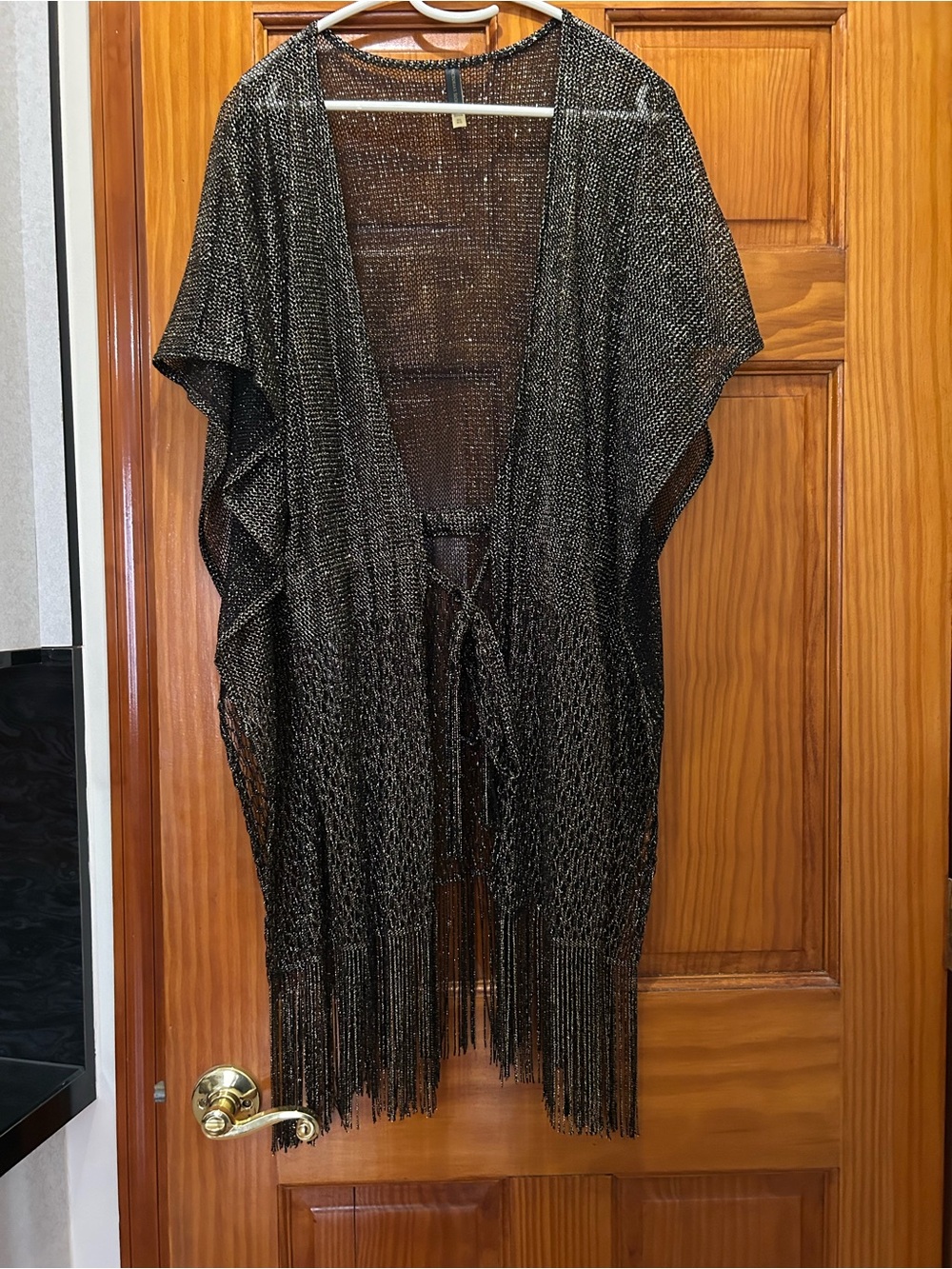 Victoria Secret Elegant Black Metallic Fringe Swim Cover Up